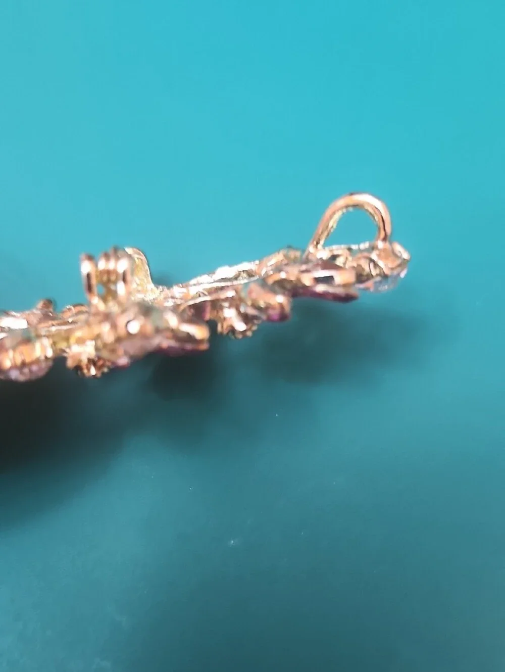 Elegant Pink Crystal Floral Brooch with Faux Pearl - Unbranded